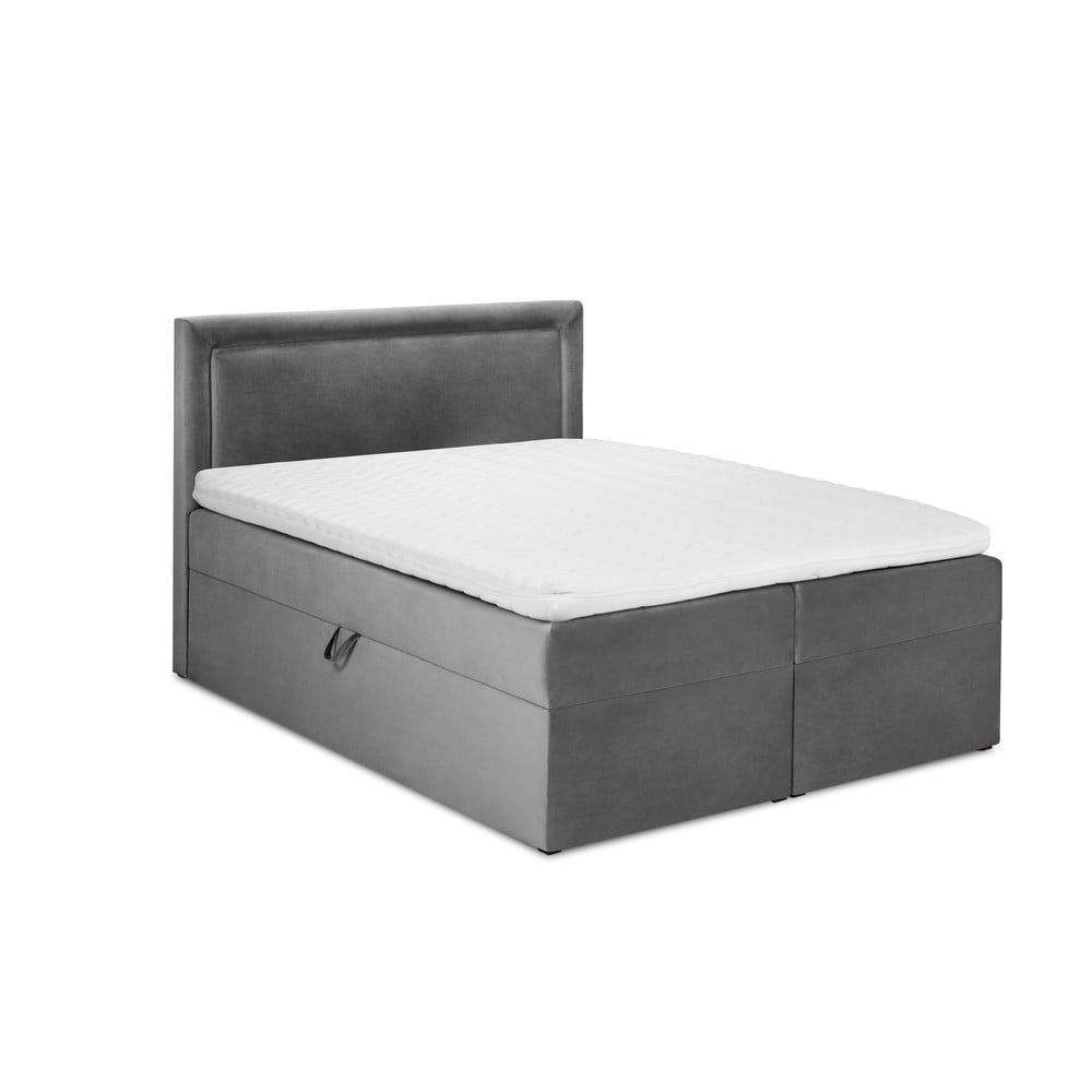 Szürke boxspring ágy tárolóhellyel 160x200 cm Yucca – Mazzini Beds