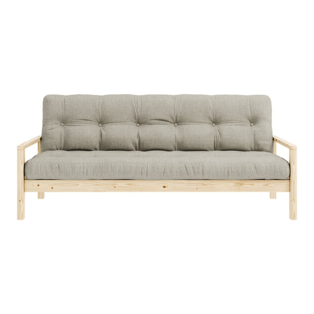 Bézs len kinyitható kanapé 205 cm knob – karup design