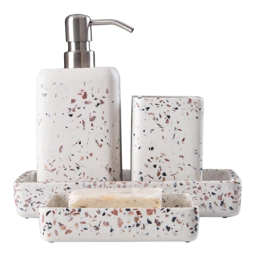 Fehér poligyanta fürdőszobai kiegészítő szett mozaik – mioli decor