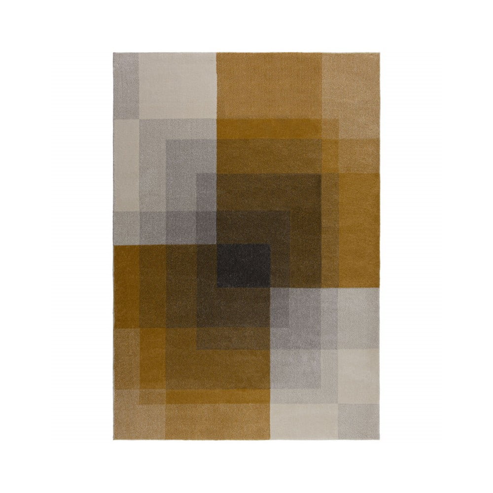 Plaza szürke-sárga szőnyeg, 120 x 170 cm - Flair Rugs