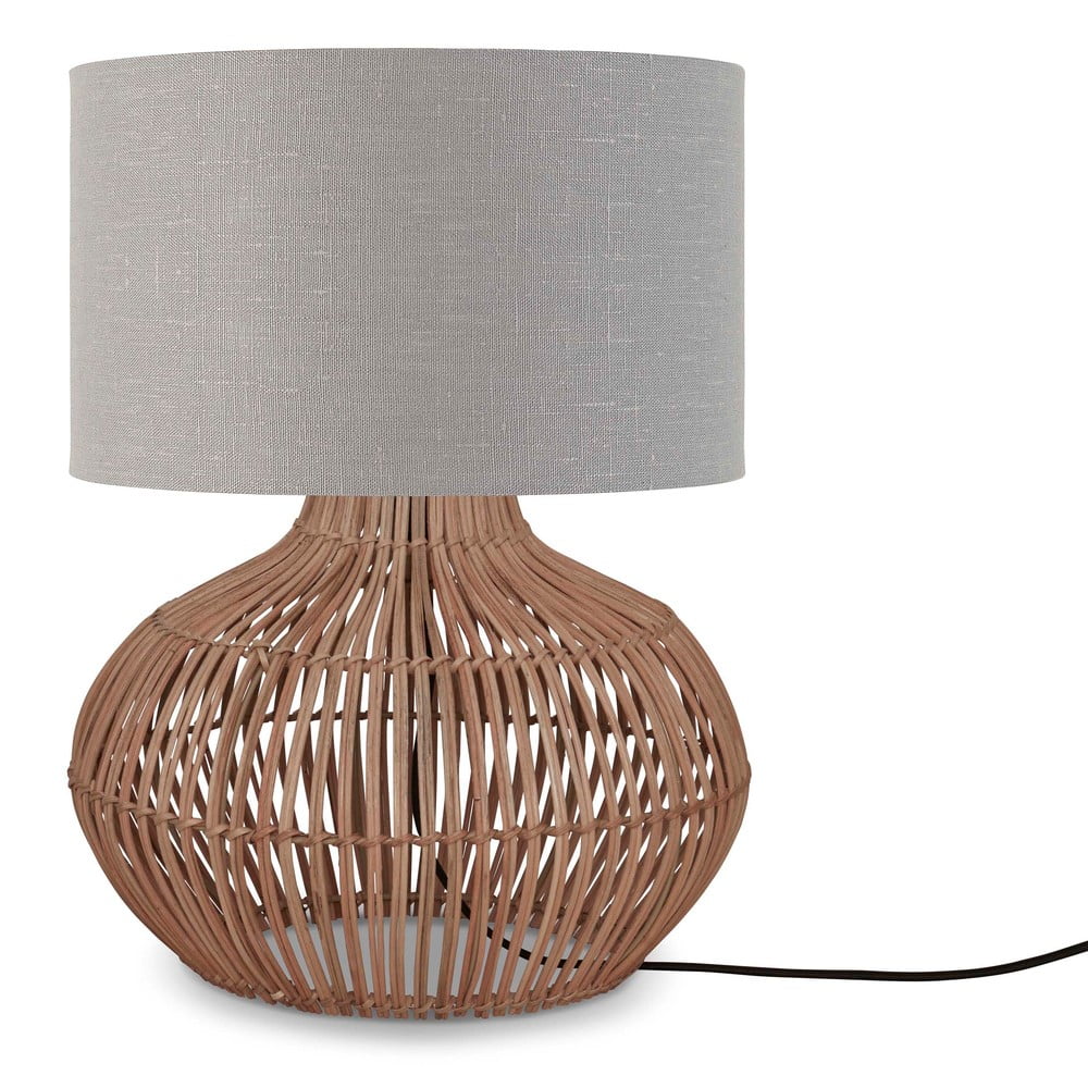 Világosszürke-natúr színű asztali lámpa textil búrával (magasság 48 cm) kalahari – good&mojo
