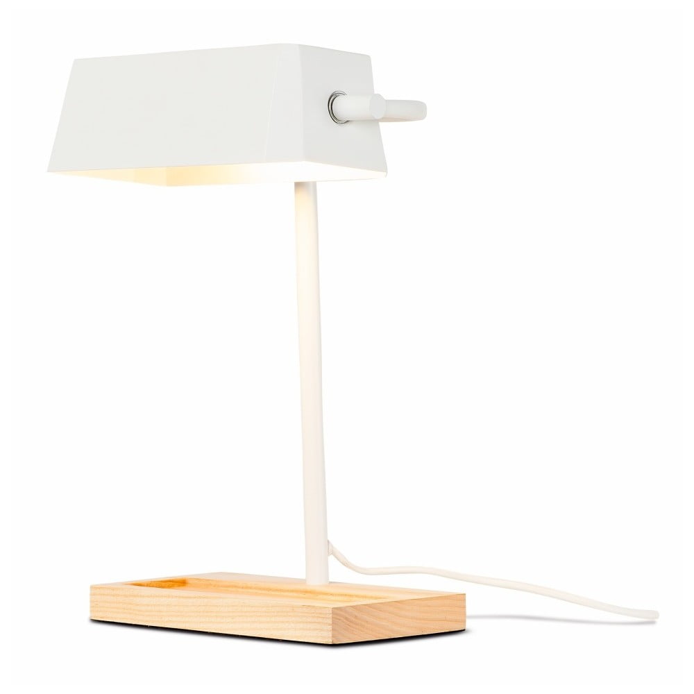 Fehér-natúr színű asztali lámpa fém búrával (magasság 40 cm) cambridge – it's about romi