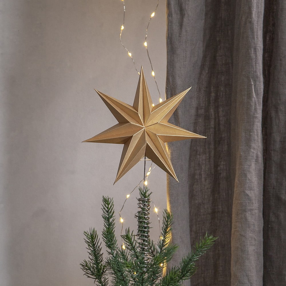 Aranyszínű világító karácsonyfa csúcsdísz Isa - Star Trading