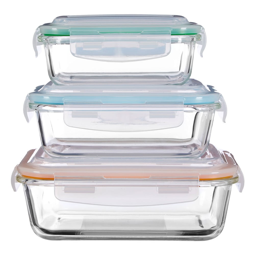 Üveg-szilikon élelmiszertartó doboz szett 3 db-os Freska – Premier Housewares