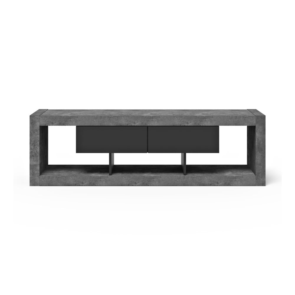 Fekete-szürke tv-állvány beton dekorral 175x52 cm nara – temahome