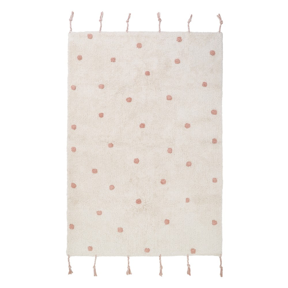 Numi bézs-rózsaszín, kézzel készített pamut szőnyeg, 100 x 150 cm - nattiot
