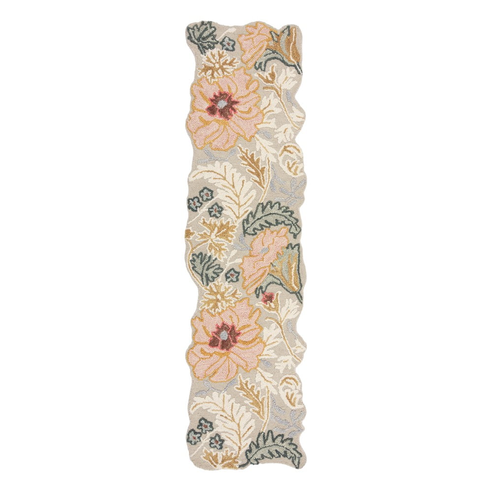 Világos rózsaszín kézi szövésű gyapjú futószőnyeg 60x230 cm Daphne Shaped Floral – Flair Rugs