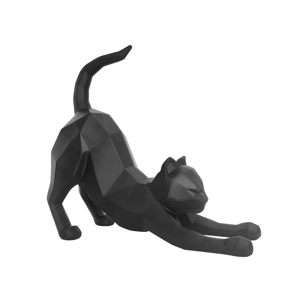 Origami Streching Cat matt fekete szobor, magasság 30,5 cm - PT LIVING