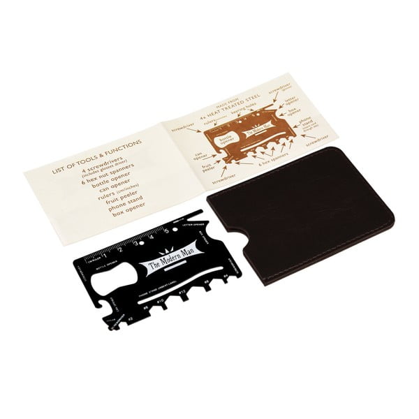 Modern Man kártya méretű multifunkciós eszköz, műbőr tokban - Rex London