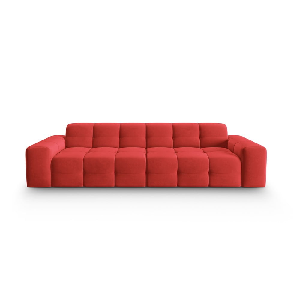 Piros bársony kanapé 255 cm kendal – micadoni home