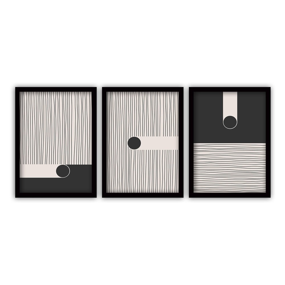 Black 3 db-os kép készlet fekete keretben, 35 x 45 cm - Vavien Artwork