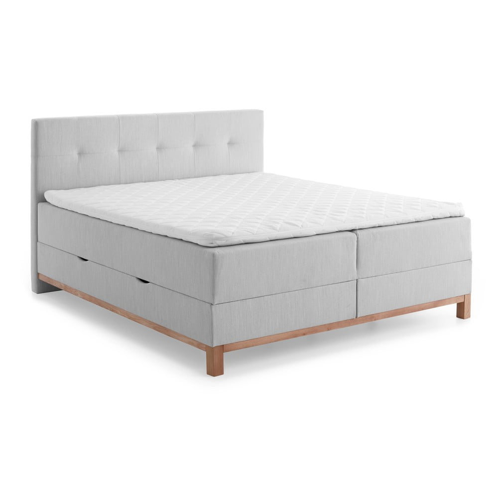 Világosszürke boxspring ágy tárolóhellyel 160x200 cm catania - meise möbel
