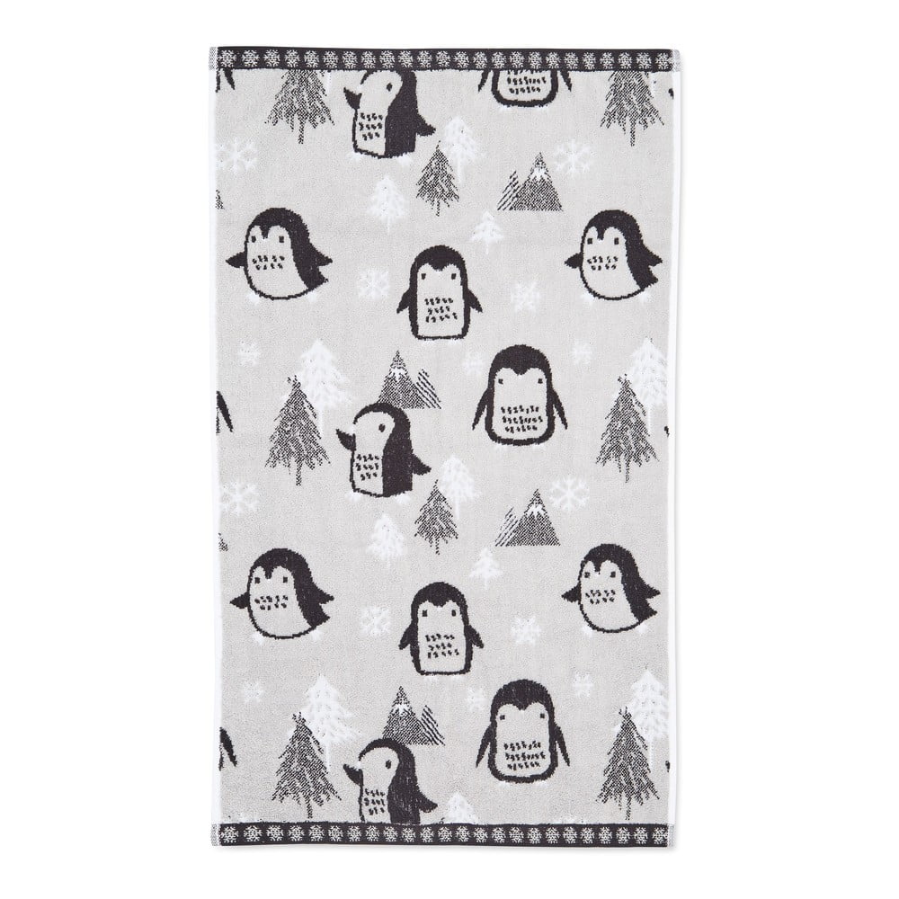 Világosszürke pamut törölköző 50x85 cm Cosy Penguin – Catherine Lansfield