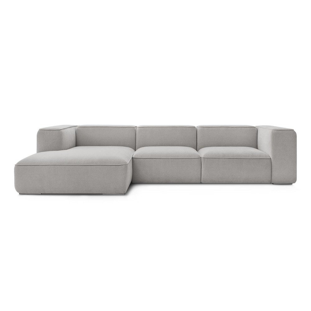 Világosszürke buklé sarokkanapé (bal oldali) Zephyr – Bobochic Paris