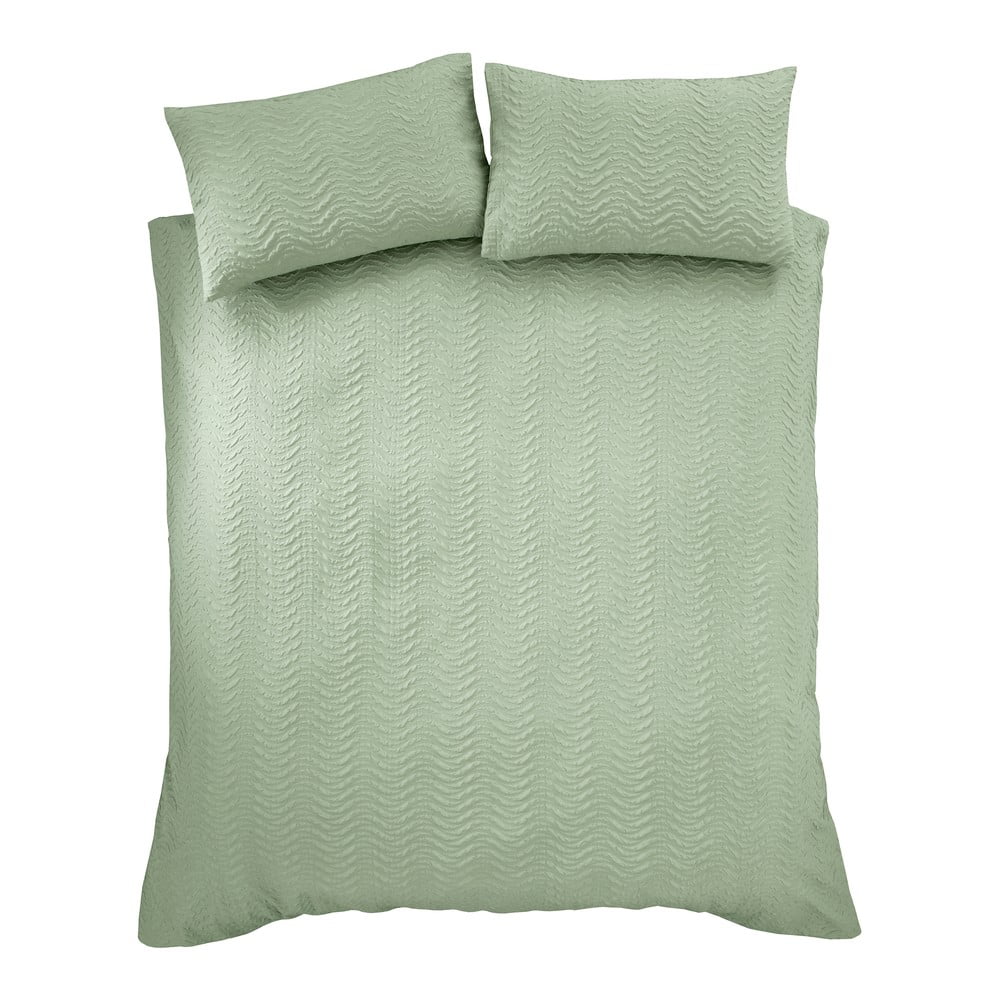 Zöld kétszemélyes ágyneműhuzat 200x200 cm Heatset Wave – Catherine Lansfield