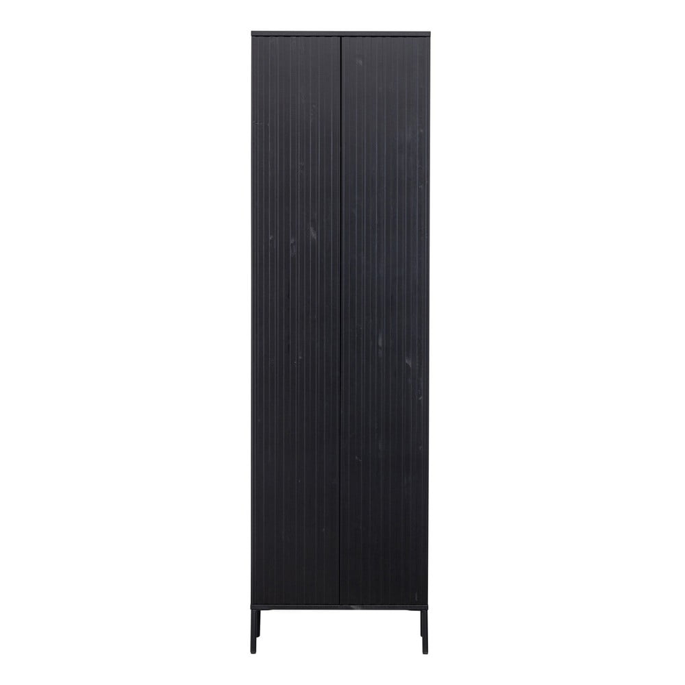 Fekete borovi fenyő ruhásszekrény 60x210 cm gravure – woood