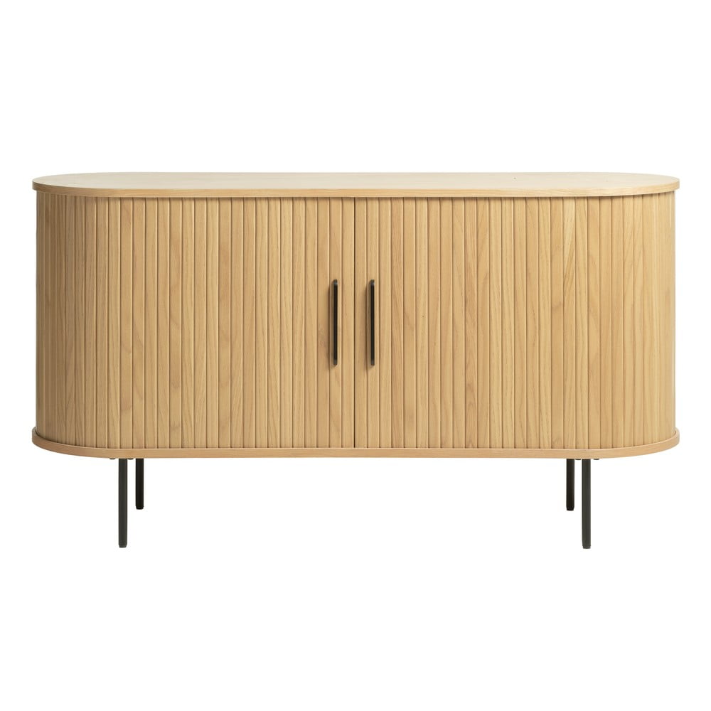 Natúr színű alacsony komód tölgyfa dekorral 140x76 cm nola – unique furniture