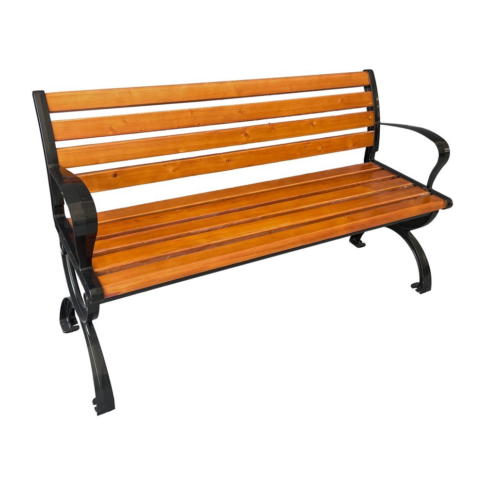 Natúr színű tömörfa-fém kerti pad Norwich – Garden Pleasure