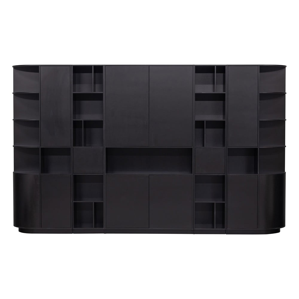 Fekete borovi fenyő moduláris könyvespolc 346x210 cm finca – woood