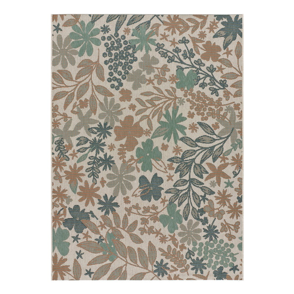 Floral bézs-zöld kültéri szőnyeg, 155 x 230 cm - universal