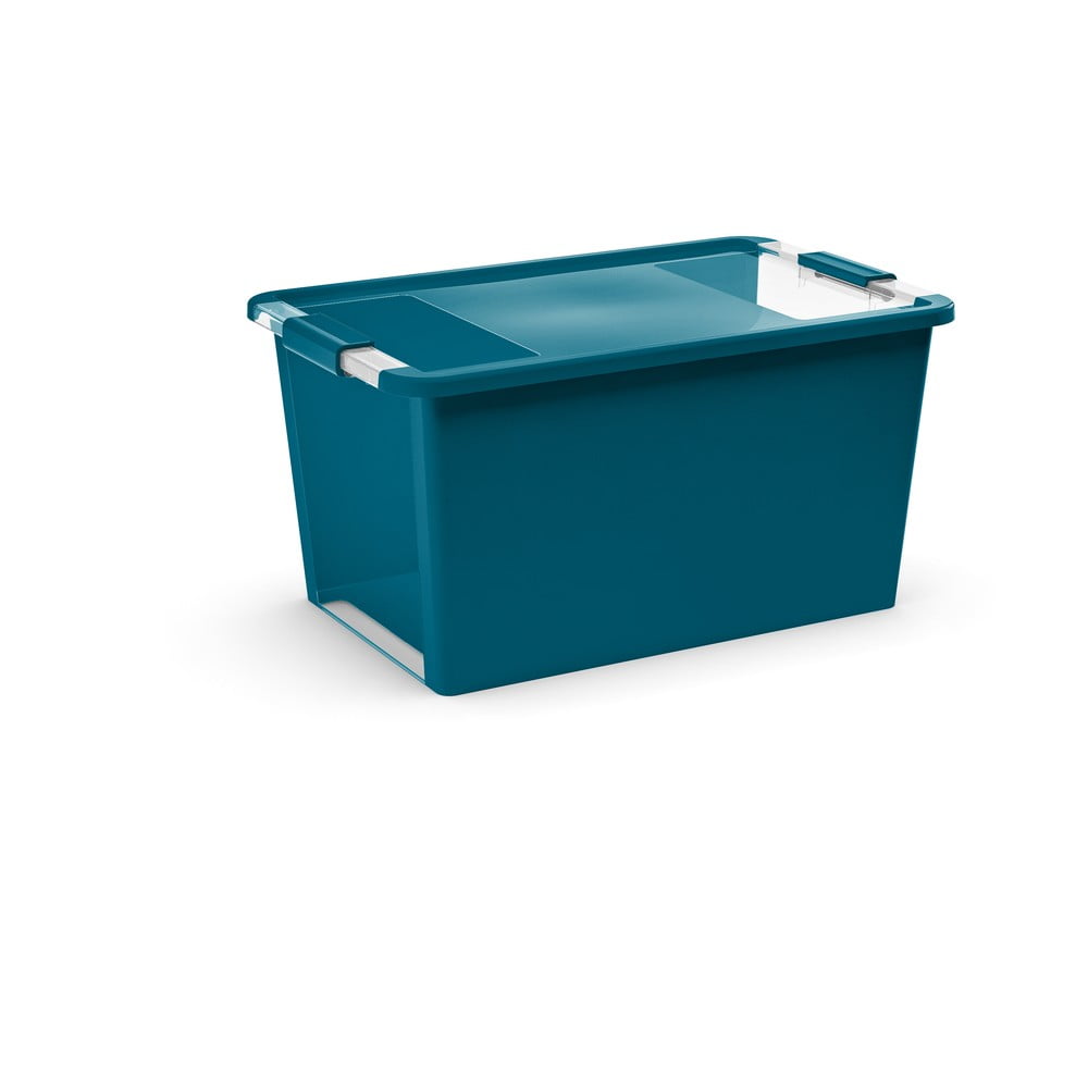 Petróleumkék fedeles műanyag tárolódoboz 55x35x28 cm Bi-Box – KIS