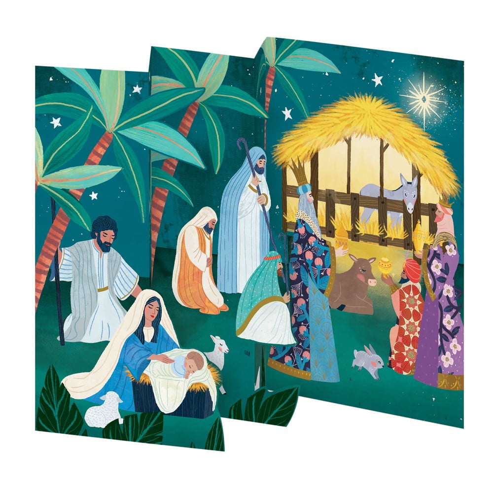 Üdvözlőlap szett 5 db-os karácsonyi mintával Away in the Manger – Roger la Borde