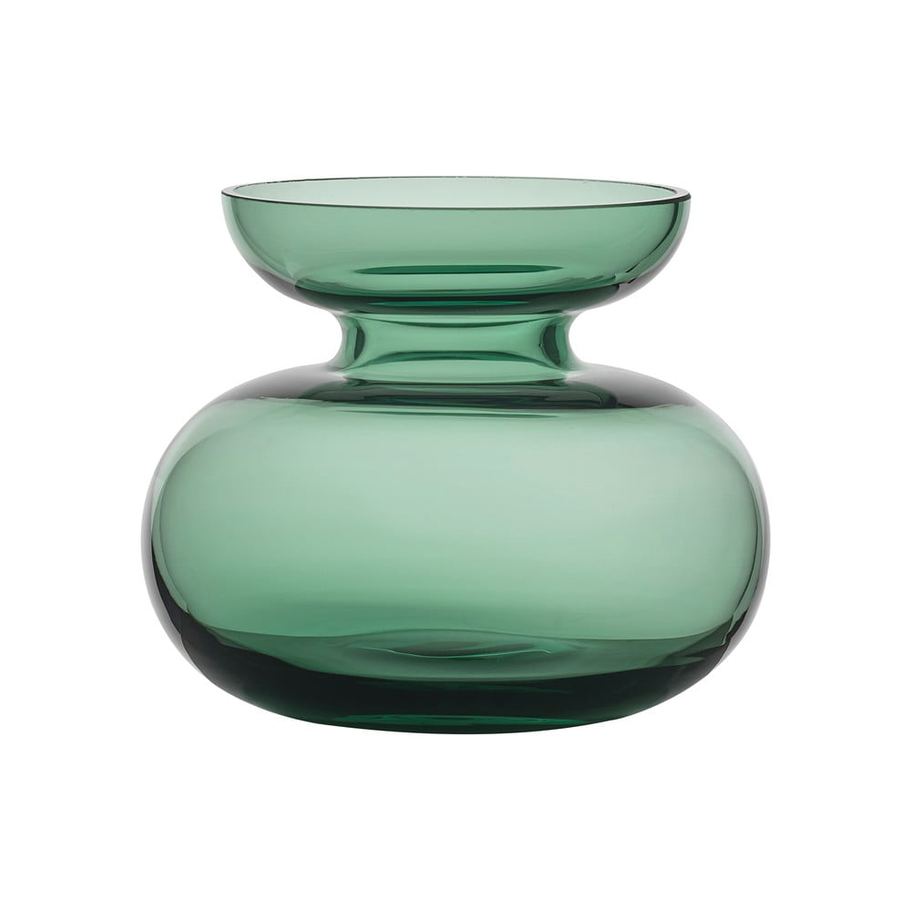 Zöld kézzel készített üveg váza (magasság 9 cm) Inu – Zone