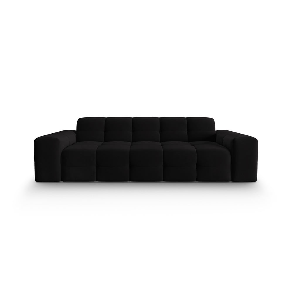 Fekete bársony kanapé 222 cm kendal – micadoni home