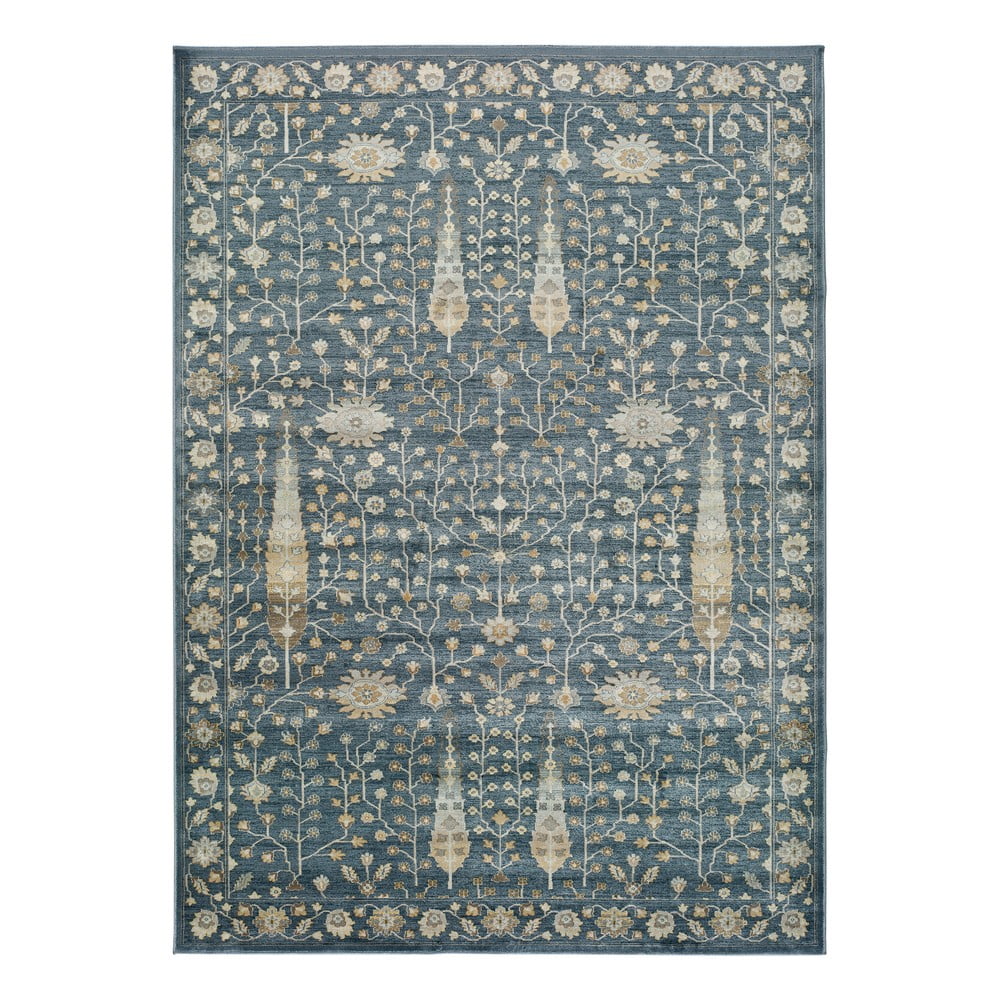 Vintage Flowers kék viszkóz szőnyeg, 140 x 200 cm - Universal