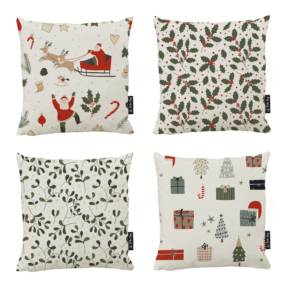 Párnahuzat szett karácsonyi mintával, 4 db-os 45x45 cm Santa – Butter Kings