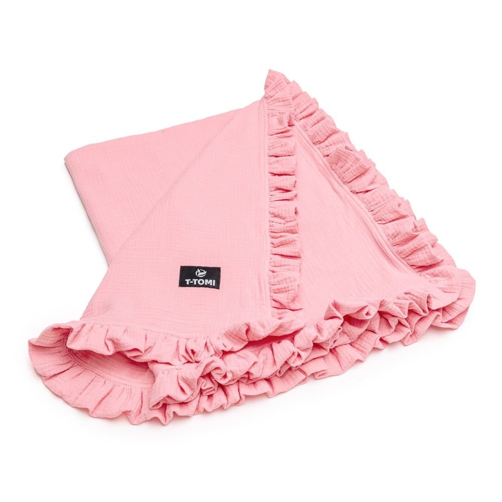 Rózsaszín muszlin gyerek takaró 80x100 cm – T-TOMI
