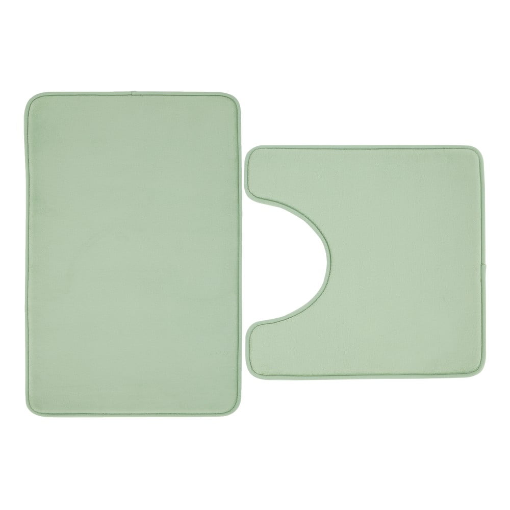 Világoszöld memóriahab fürdőszobai kilépő szett WC-hez, 2 db-os 50x80 cm Anti-Bacterial – Catherine Lansfield