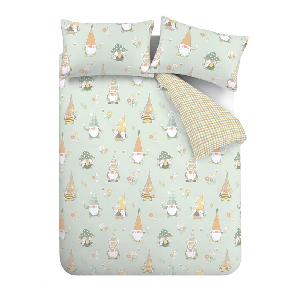 Világoszöld kétszemélyes ágyneműhuzat 200x200 cm Spring Gonks – Catherine Lansfield