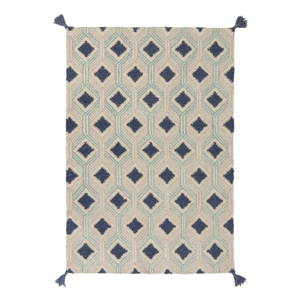 Marco bézs-kék gyapjú szőnyeg, 120 x 170 cm - flair rugs