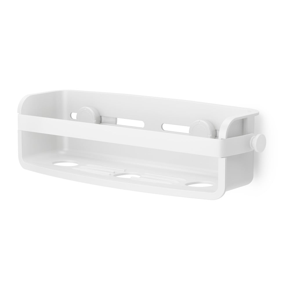 Fehér öntapadós műanyag fürdőszobai polc Flex – Umbra