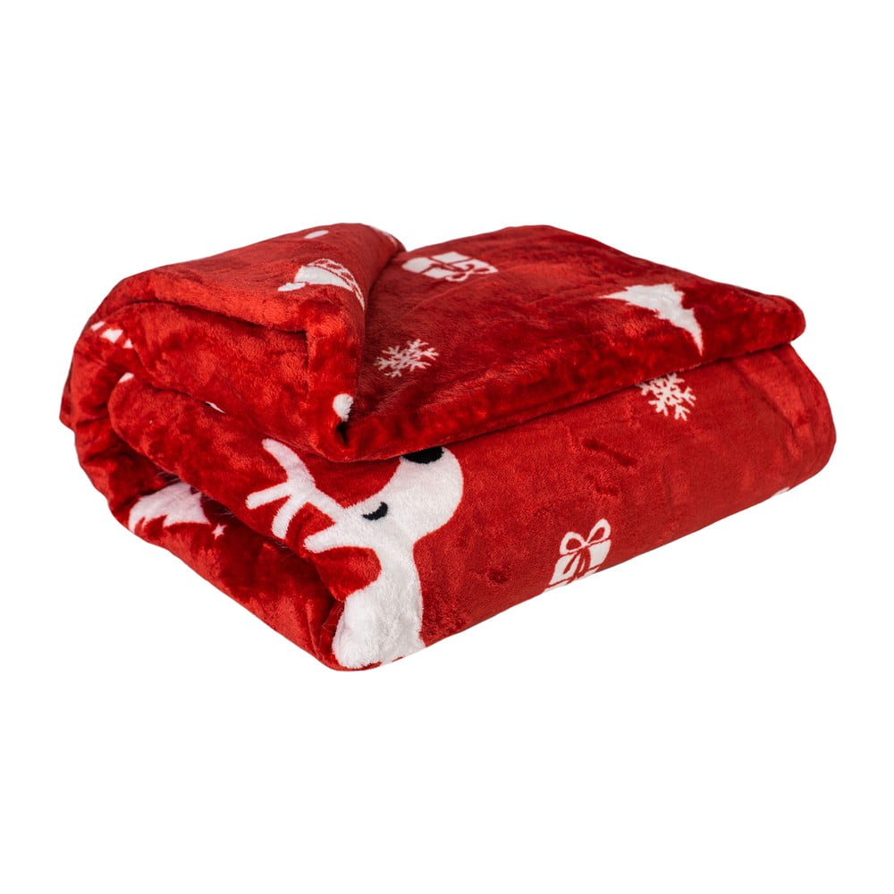 Piros karácsonyi mikroplüss takaró 200 x 150 cm Dasher - My House