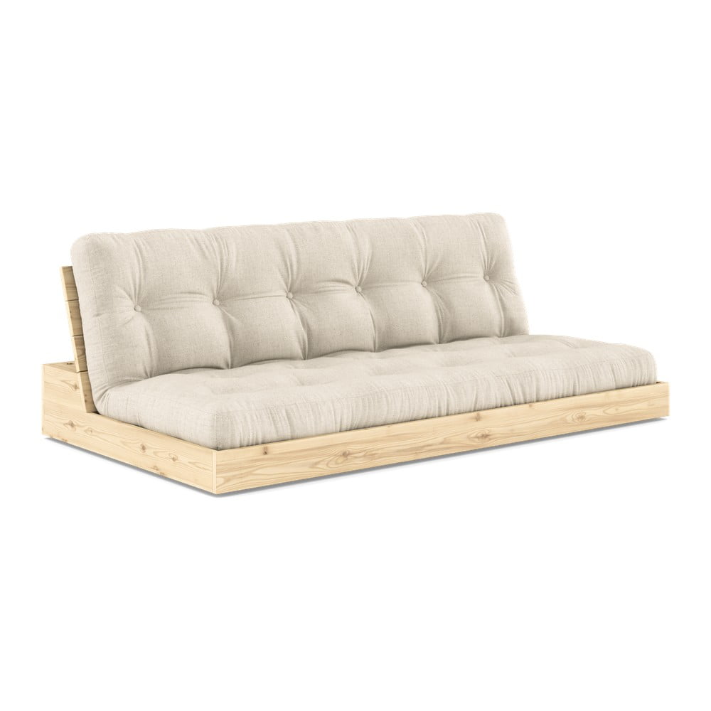 Szürke-bézs len kinyitható kanapé 196 cm base – karup design