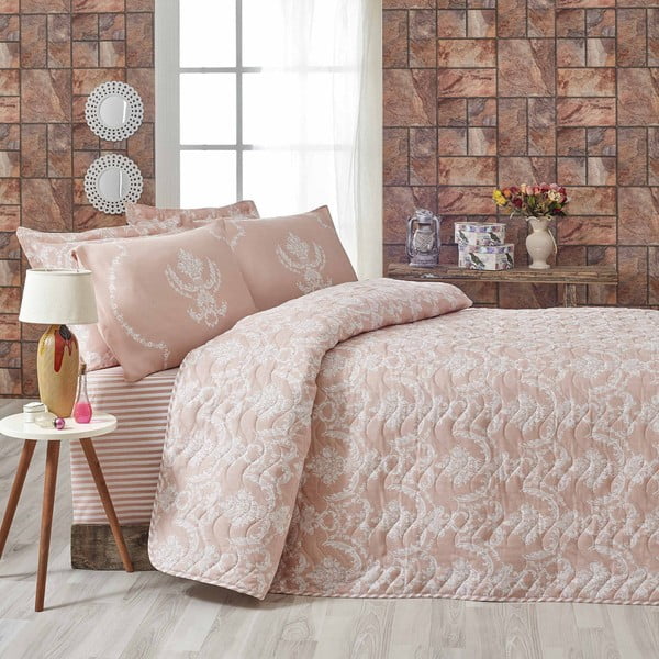 Pure rózsaszín kétszemélyes ágytakaró párnahuzattal, 200 x 220 cm