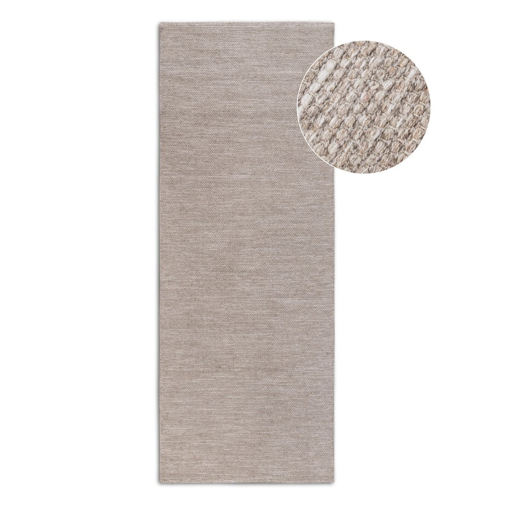 Bézs kézi szövésű gyapjúkeverék futószőnyeg 80x200 cm Pradesh Linen White – Elle Decoration