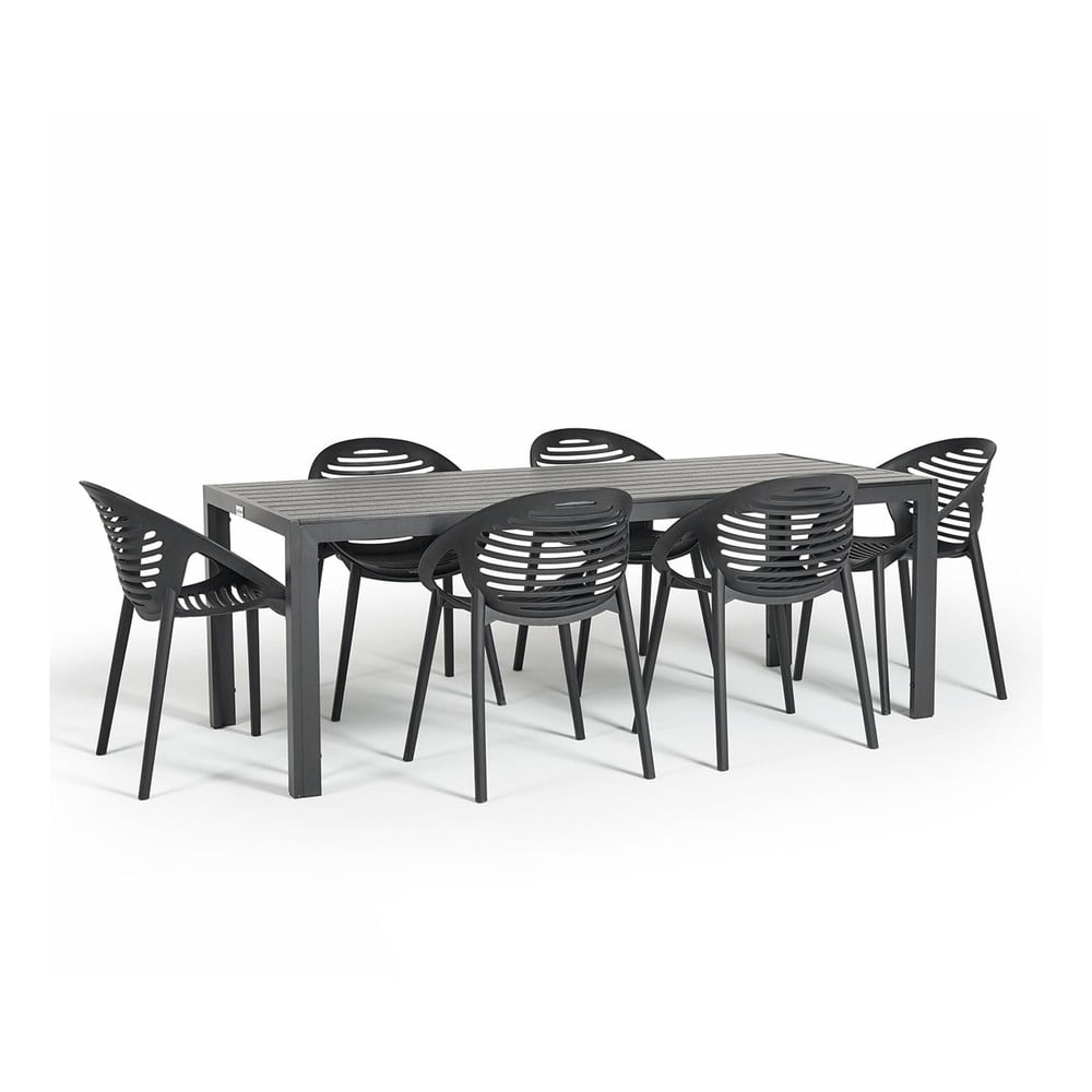 Joanna fekete 6 személyes kerti étkezőszett székekkel és viking asztallal, 90 x 205 cm - bonami selection