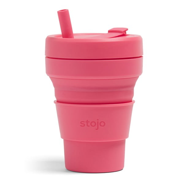 Biggie Peony rózsaszín összecsukható thermo pohár, 470 ml - Stojo