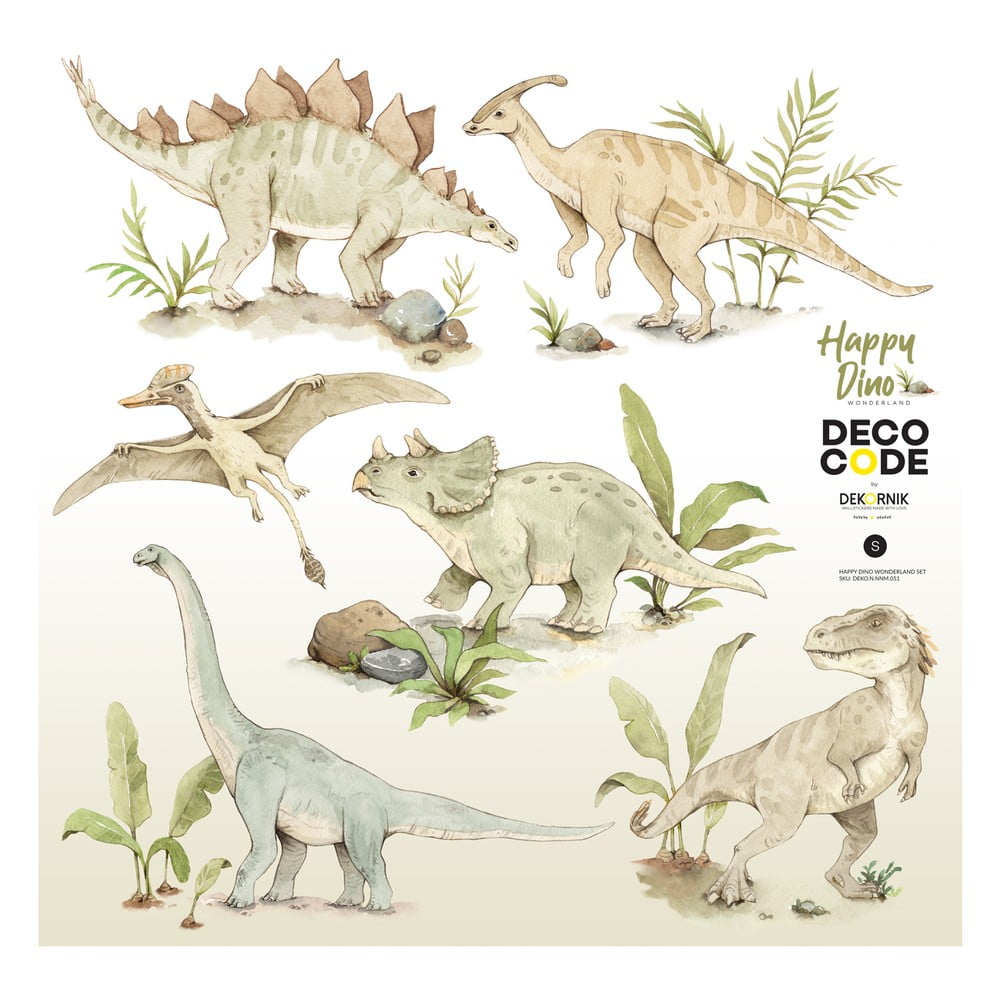 Happy Dino gyerek falmatrica dinoszaurusz motívummal, 100 x 100 cm - Dekornik