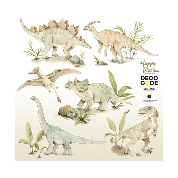 Happy Dino gyerek falmatrica dinoszaurusz motívummal, 70 x 70 cm - Dekornik