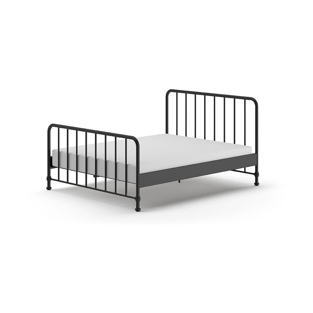 Fekete fém egyszemélyes ágy ágyráccsal 160x200 cm bronxx – vipack