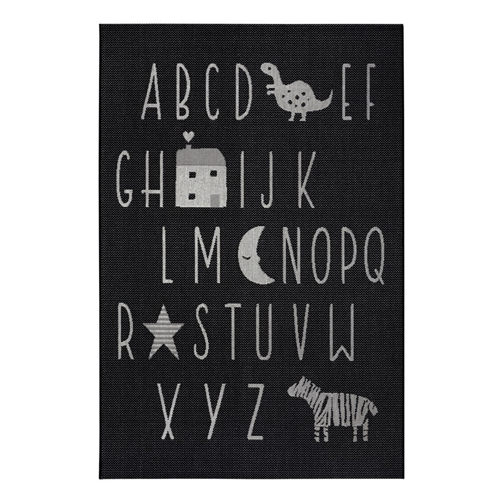 Letters fekete szőnyeg gyerekeknek, 160x230 cm - Ragami