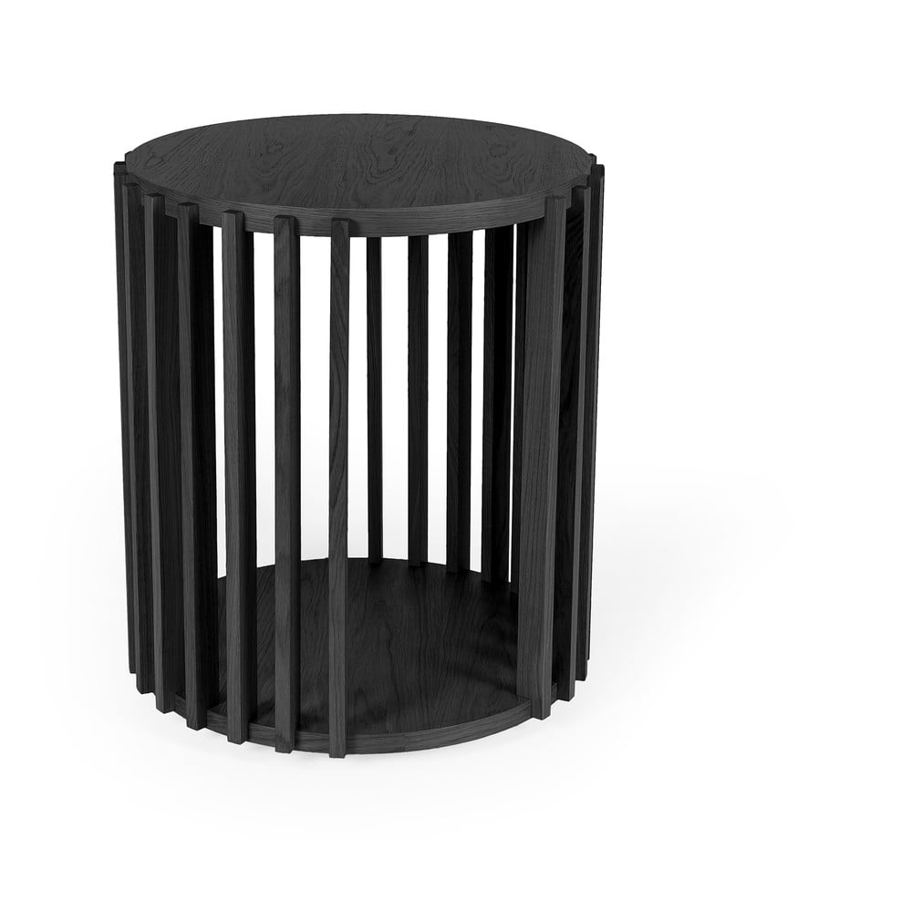 Drum fekete tárolóasztal, ø 53 cm - woodman