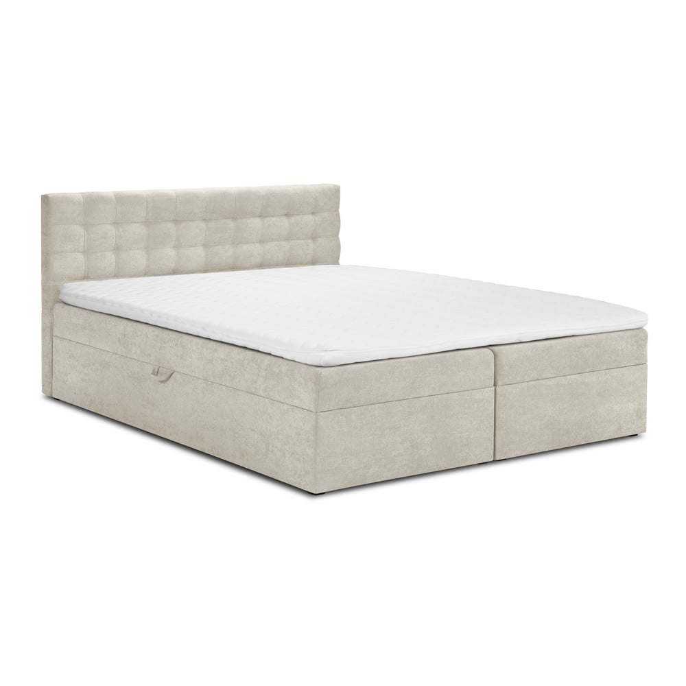 Bézs boxspring ágy tárolóhellyel 140x200 cm Jade – Mazzini Beds
