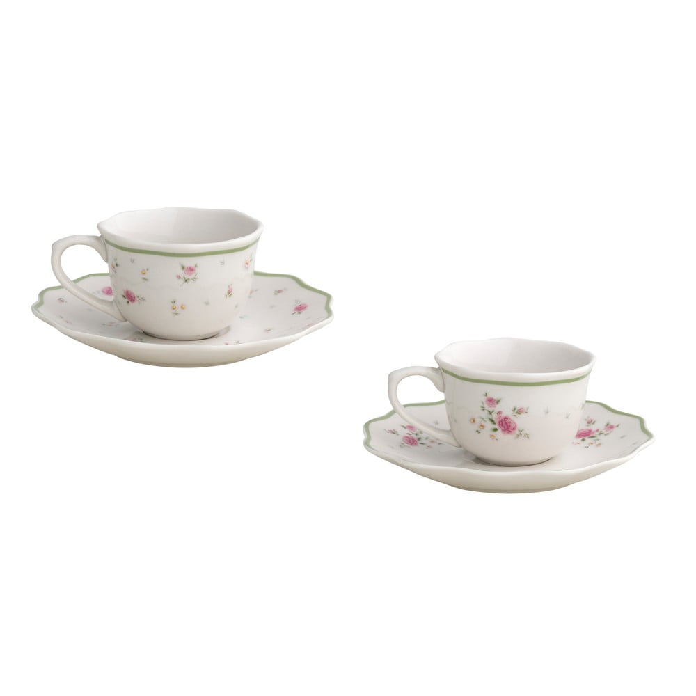 Nonna Rosa 2 db fehér porcelán csésze és csészealj, 70 ml - Brandani