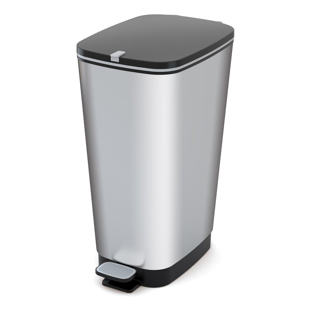 Ezüstszínű műanyag pedálos szemetes 50 l Chic Bin – KIS