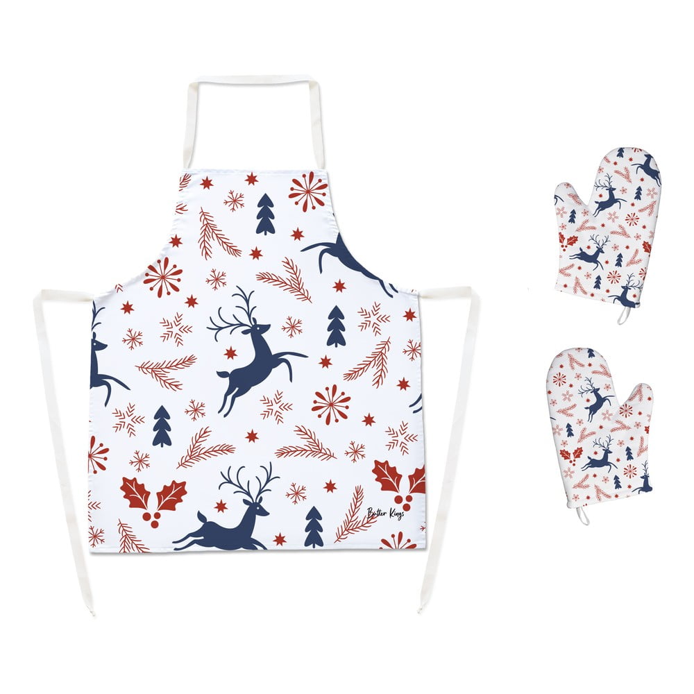 Pamut kötény és 2 db edényfogó szett karácsonyi mintával – Butter Kings